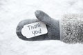 Wool Glove, Label, Snow, Text Thank You