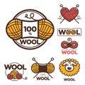 Wool labels or logo for pure 100 percent natural sheep wool textile tags.