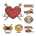 Wool labels or logo for pure 100 percent natural sheep wool textile tags.
