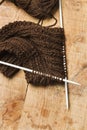 Wool and needles to knitwork