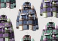 Wool plaid plaid overshirt pattern. rendy clothes Royalty Free Stock Photo