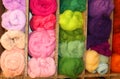 Wool for sale in balls in the wholesaler`s shop