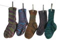 Wool Socks on a Clothesline Royalty Free Stock Photo