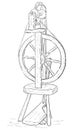 Wool spinning wheel