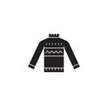 Wool sweater black vector concept icon. Wool sweater flat illustration, sign Royalty Free Stock Photo