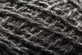 Wool yarn close-up gray threads for needlework in macro. Background texture fabric for knitting needle Royalty Free Stock Photo