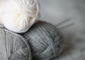 Wool yarn and needles for knitting