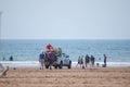 WOOLACOMBE, DEVON, ENGLAND - 21 June 2021: RNLI vehicle at Woolacombe beach in Devon, England