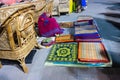 Woolen carpets , door mats, handicraft products being sold at hastashilpomela or handicrafts fair Royalty Free Stock Photo