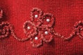 woolen clothing fabric with an embroidered flower pattern