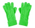 Woolen gloves isolated - green Royalty Free Stock Photo