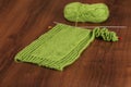 Woolen Green on the Wood Royalty Free Stock Photo