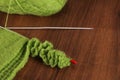 Woolen Green on the Wood Royalty Free Stock Photo