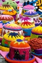 Woolen hats at the market of Otavalo Royalty Free Stock Photo