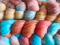 Woolen multi-colored handmade yarn.