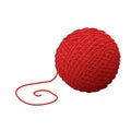 Woolen red ball yarn for knitting. Traditional handicraft