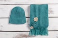 Woolen scarf and hat. Royalty Free Stock Photo