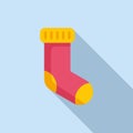 Woolen sock icon flat vector. Textile home fabric