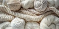 Woolen yarns for knitting. Knitted woolen background Royalty Free Stock Photo