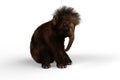 3D illustration of a Woolly Mammoth baby sitting isolated on a white background