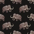 Woolly mammoth colorful seamless pattern