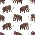 Woolly mammoth colorful seamless pattern