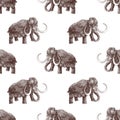 Woolly mammoth colorful seamless pattern