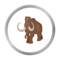 Woolly mammoth icon in cartoon style isolated on white background. Stone age symbol