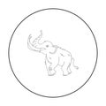 Woolly mammoth icon in outline style isolated on white background. Stone age symbol stock vector illustration.