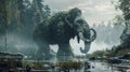 Woolly Mammoth in Jungle A Frostpunk-style Illustration