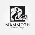woolly mammoth logo vector design with long tusks Royalty Free Stock Photo