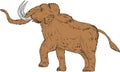 Woolly Mammoth Prancing Drawing Royalty Free Stock Photo