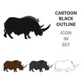 Woolly rhinoceros icon in cartoon style isolated