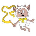 Woolly sheep doing ballet, doodle icon image kawaii