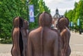 Iron scupltures of men in assembly in Royal Arsenal Riverside Royalty Free Stock Photo