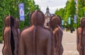 Iron scupltures of men in assembly in Royal Arsenal Riverside