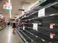 Woolworths supermarket empty pasta shelves amid coronavirus fears and panic buying Royalty Free Stock Photo