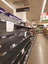 Woolworths supermarket empty pasta shelves amid coronavirus fears and panic buying Royalty Free Stock Photo