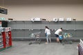 Woolworths supermarket empty toilet paper shelves amid coronavirus fears and panic buying Royalty Free Stock Photo