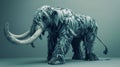 Wooly Mammoth Digital Sculpture, Grey Stone Texture, 3D Render