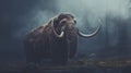 Wooly Mammoth Standing in Dark Forest Royalty Free Stock Photo