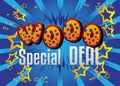 Wooo Special Deal Comic book style advertisement text. Royalty Free Stock Photo