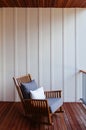 Woooden rocking chair at contemporary style balcony with evenin Royalty Free Stock Photo