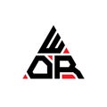 WOR triangle letter logo design with triangle shape. WOR triangle logo design monogram. WOR triangle vector logo template with red Royalty Free Stock Photo