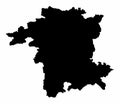 Worcestershire county silhouette map