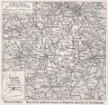 Vintage map of Worcestershire 1930s.