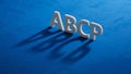 Word abcp on shadow of 3d charcaters with copy space. Royalty Free Stock Photo