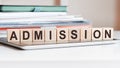 the word admission is written on wooden cubes, concept Royalty Free Stock Photo