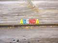 Word Agenda on wood