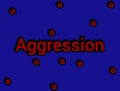 The word aggression written in 3D style